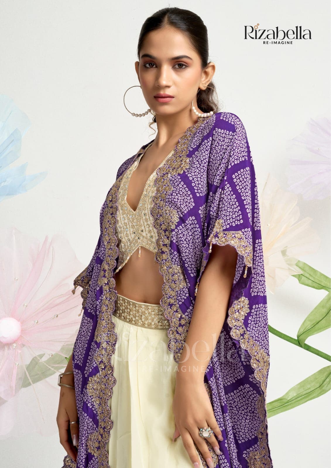 Afreen ivory purple